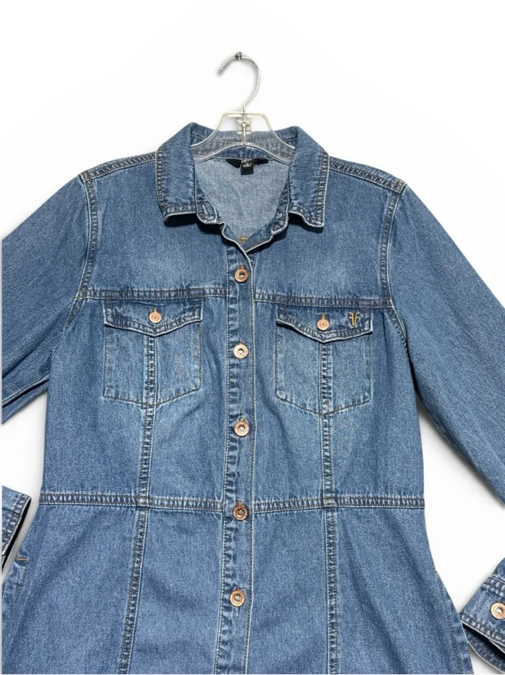 Frye Light Blue Denim Long Sleeve Shirt Dress